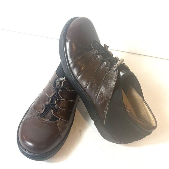 Kumfs Shoes Womens EU 36 US 5 Casual Oxford Drawstring Brown Leather/Lycra Flat - Picture 1 of 13